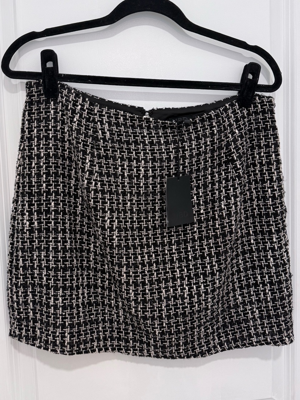 NBD Black & White Tweed Mini Skirt NWT
